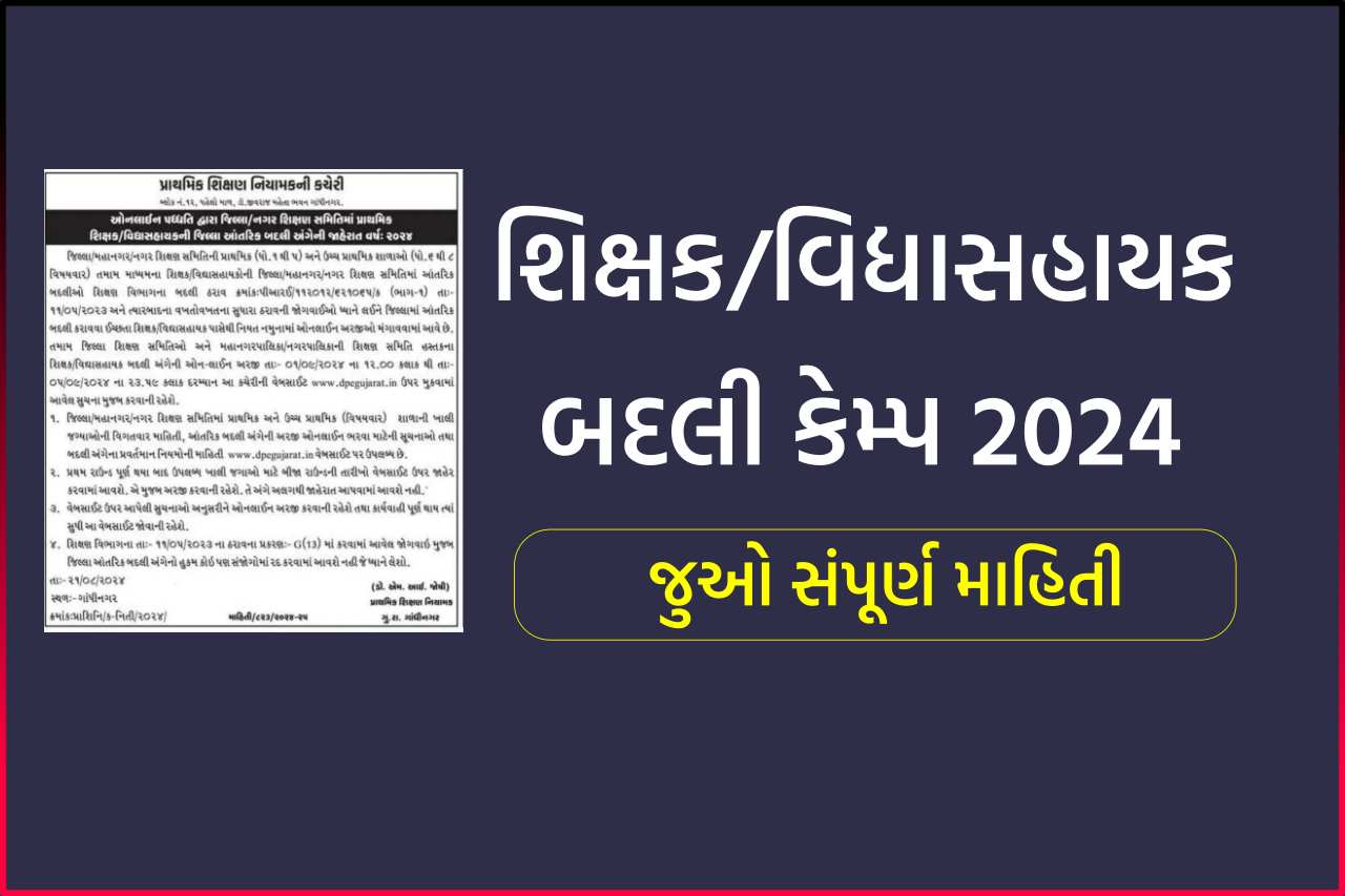 Gujarat Teacher Badli Camp 2024