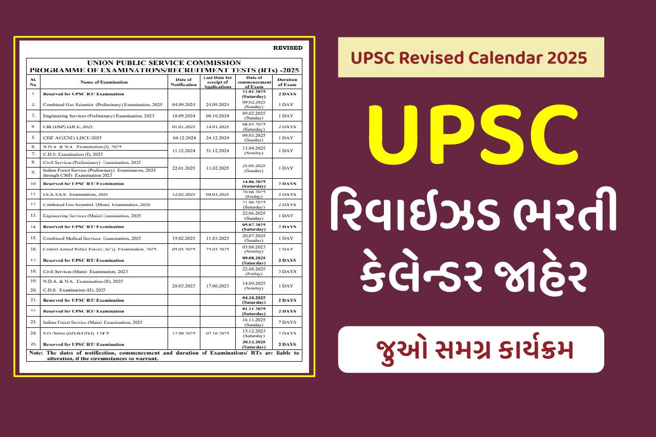 UPSC Revised Calendar 2025